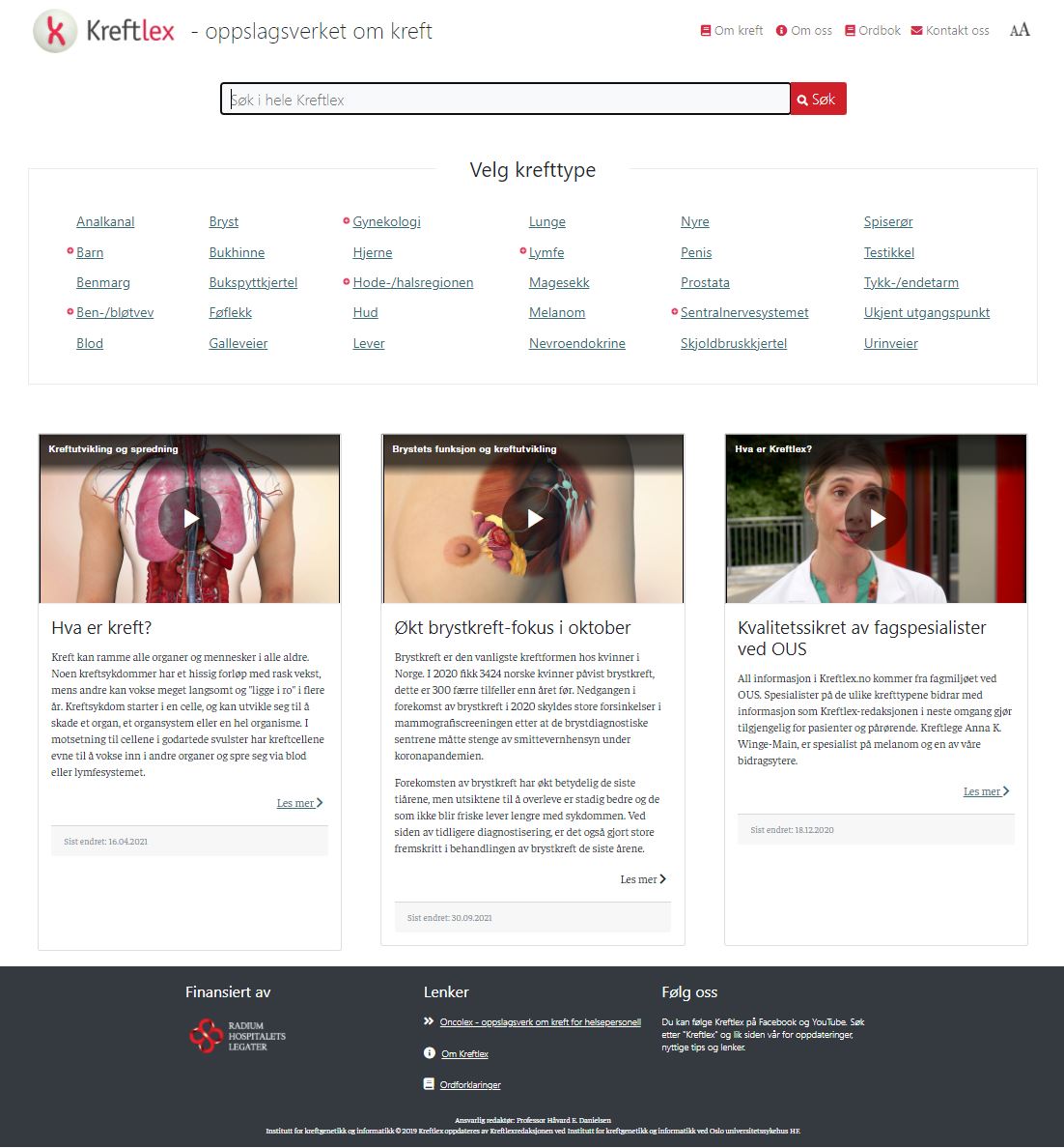 illustration, website screenshot from kreftlex.no